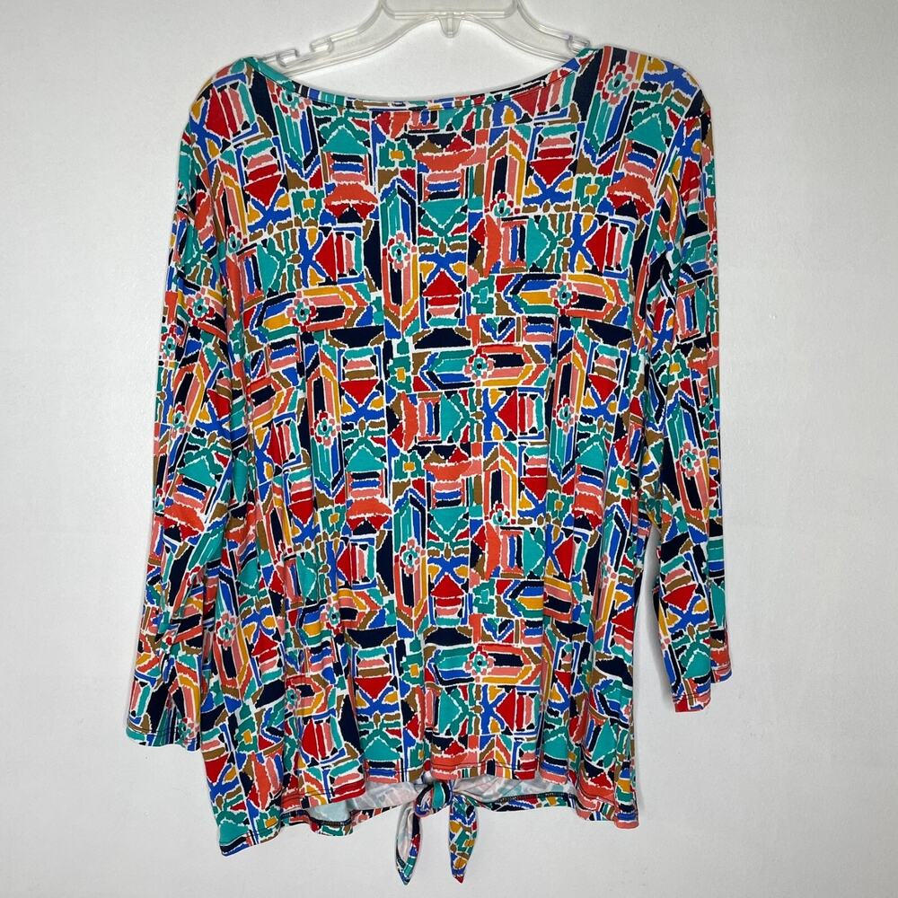 Ruby Rd Abstract Tie Front Top XL Multicolor Geom… - image 4